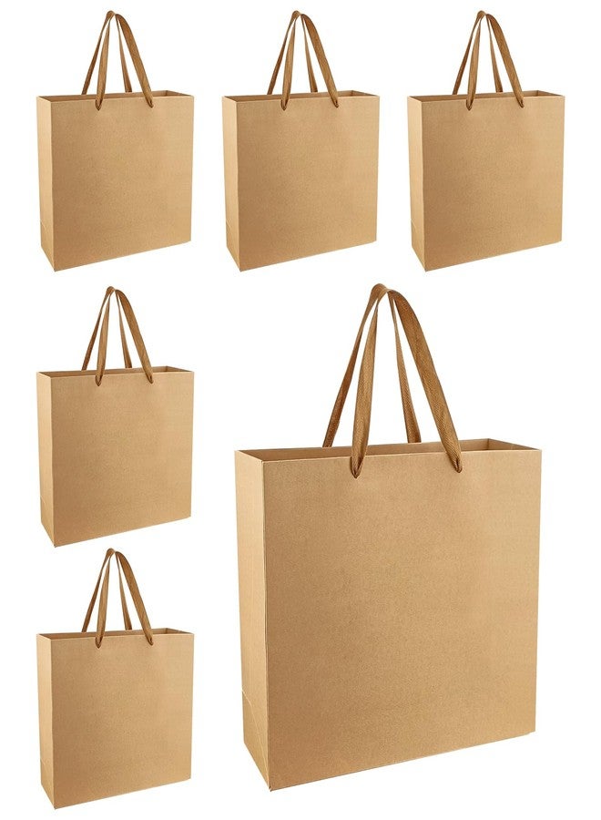 Xloey Brown Gift Bags,6 Pcs Large Gift Bags,Brown Kraft Paper Shopping Bags with Handles,for Christmas,Birthday,New Year,Business,Retail,Wedding,Party Favor - Image 1